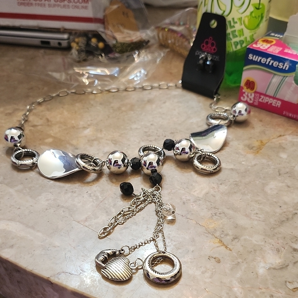 Elegant Silver and Black Necklace